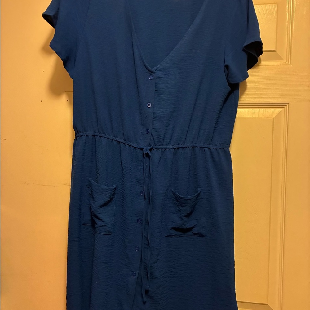 Elegant Blue Button-Down Dress